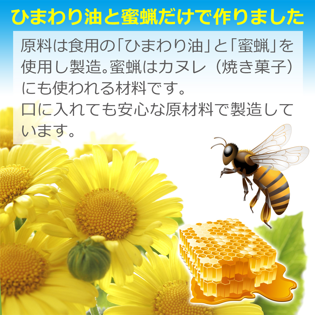 ひまわり油と蜜蝋だけで作りました
