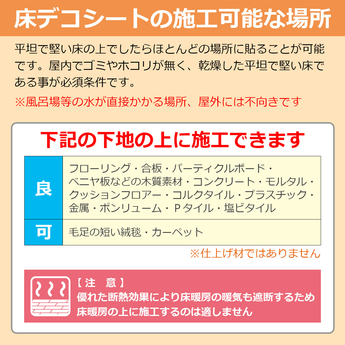 床デコシートの施工可能な場所