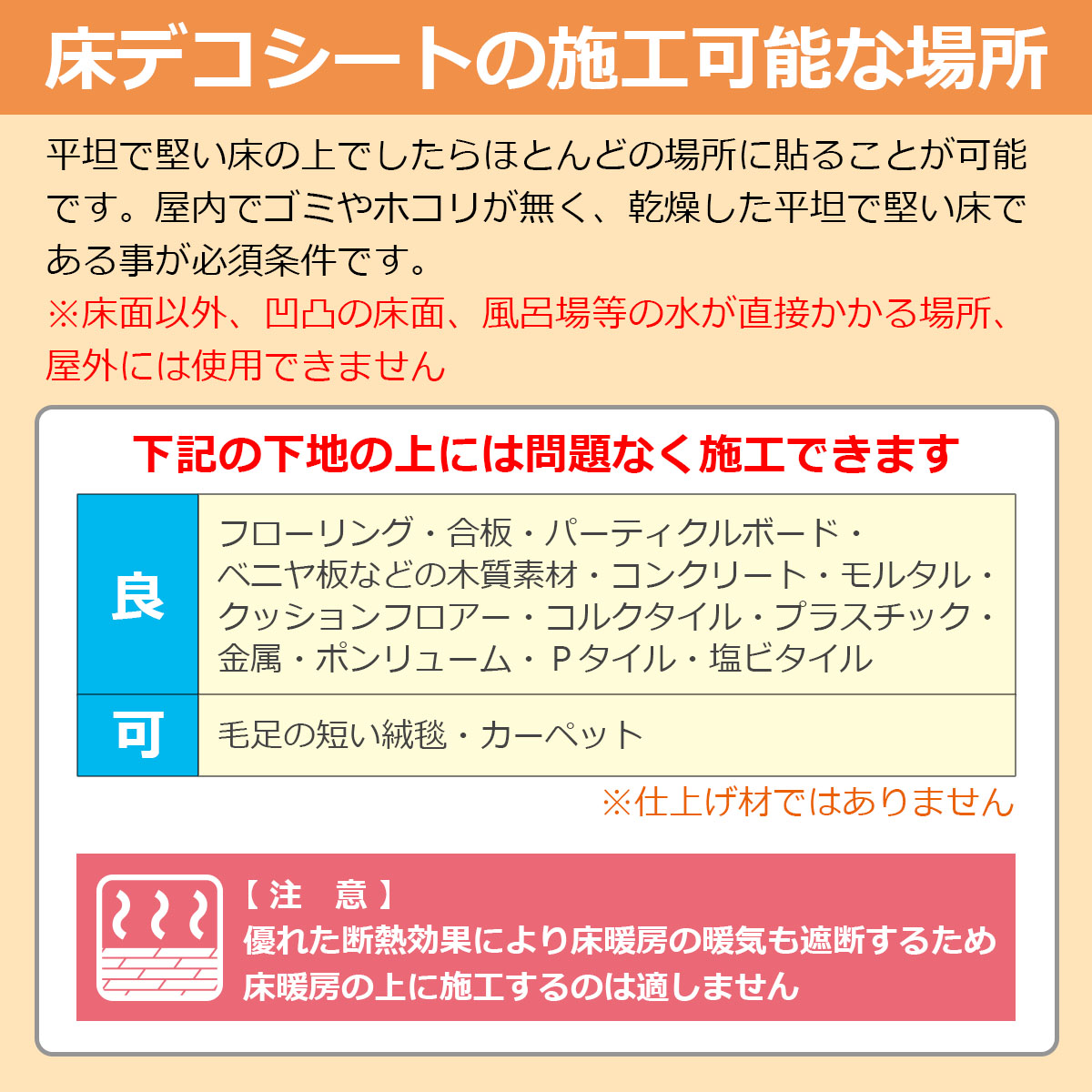 床デコシートの施工可能な場所