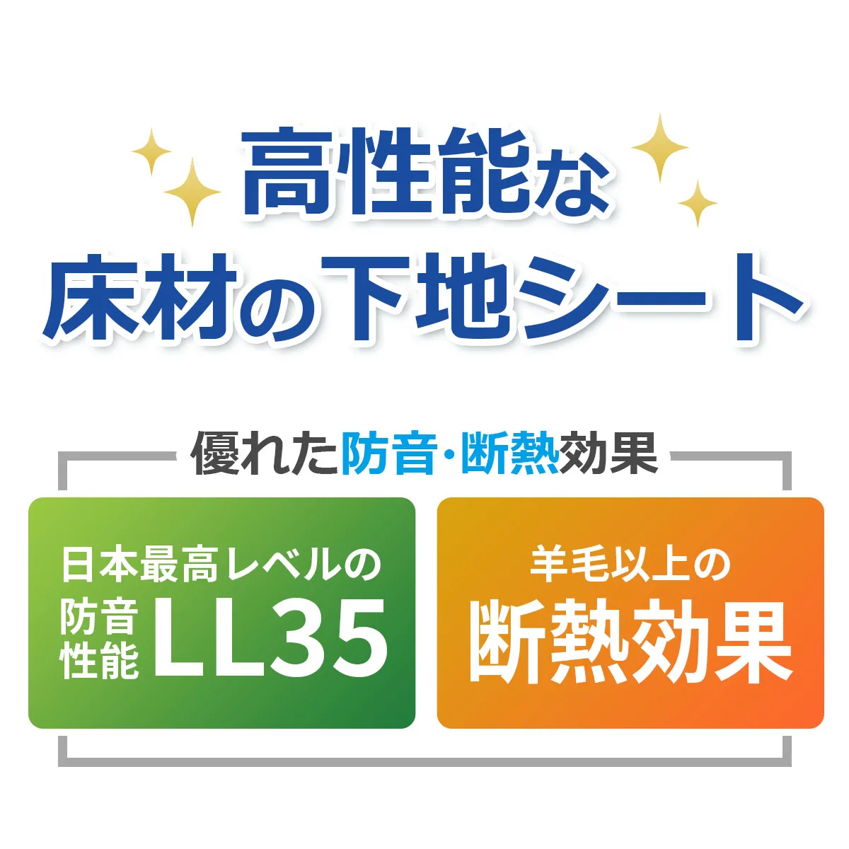 高性能な床材の下地シート 優れた防音・断熱効果 日本最高レベルの防音性能 LL35 羊毛以上の断熱効果