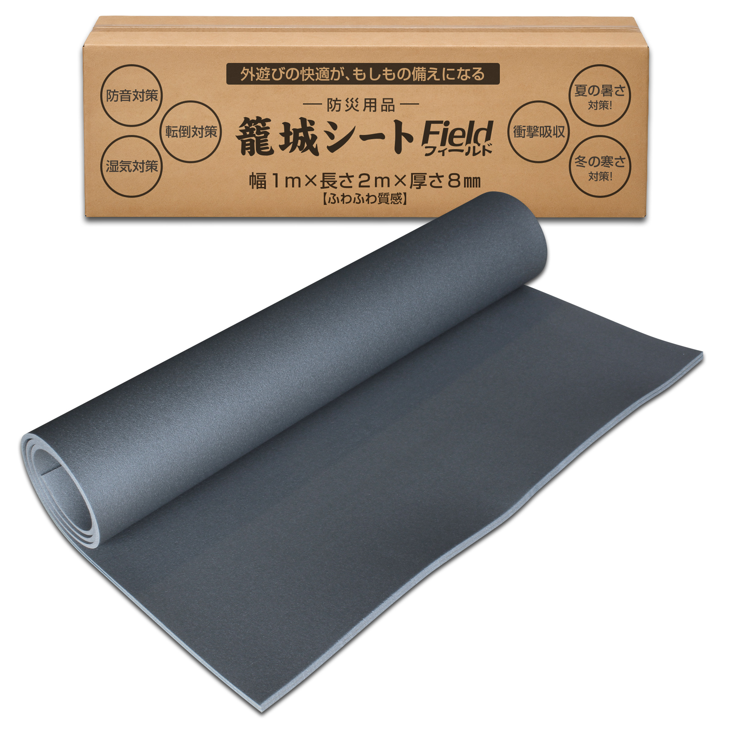外遊びの快適が、もしもの備えになる 防災用品 籠城シート Field フィールド 幅1m&times;長さ2m&times;厚さ8mm 【ふわふわ質感】 防音対策 転倒対策 湿気対策 夏の暑さ対策！ 衝撃吸収 冬の寒さ対策！